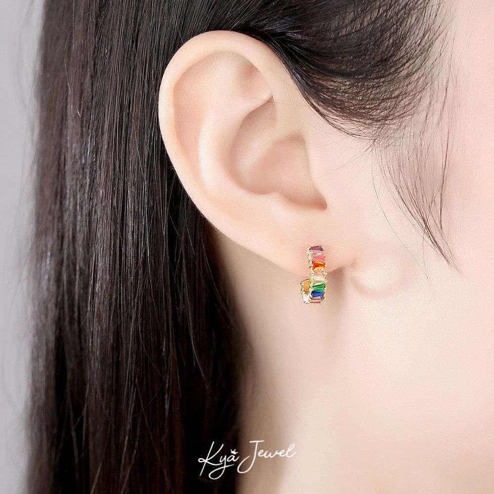 Khuyên tai bạc nữ Rainbow