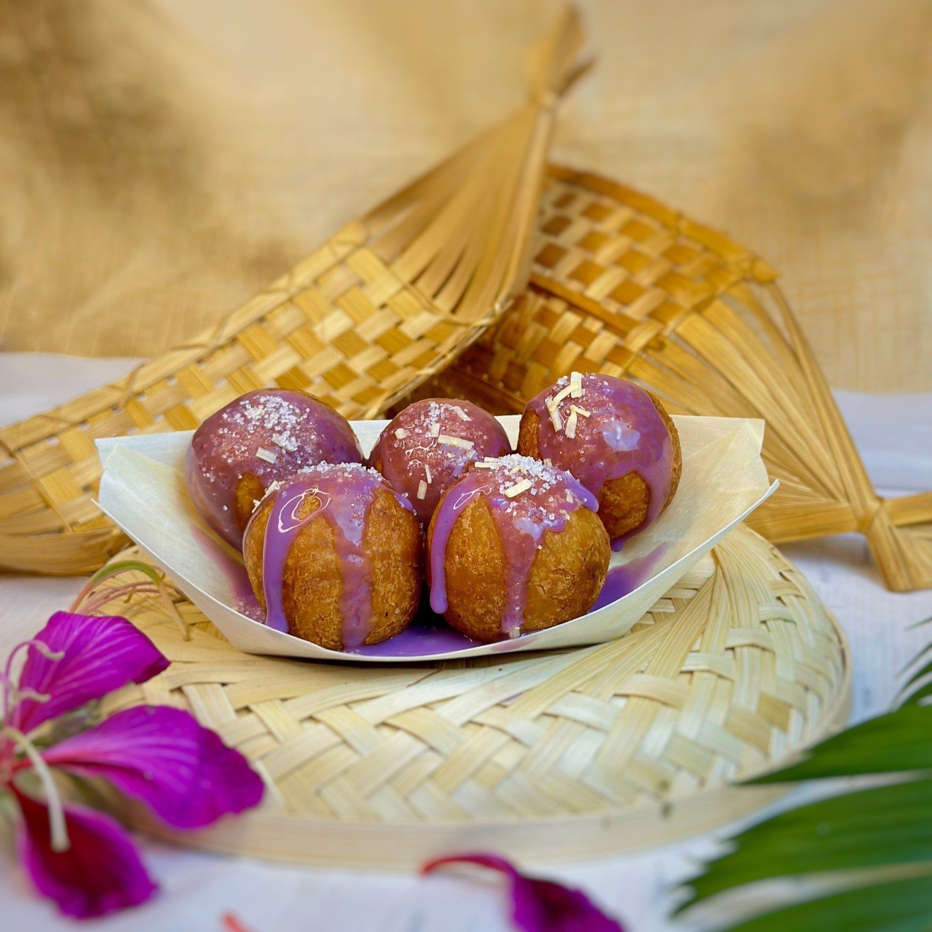 Greek Shaker rice ball with purple potato sauce