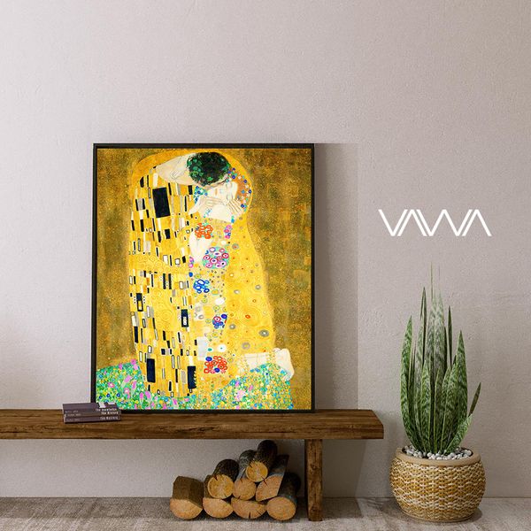 Tranh-canvas-cổ-điển-Châu-ÂU-The-Kiss-Gustav-Klimt