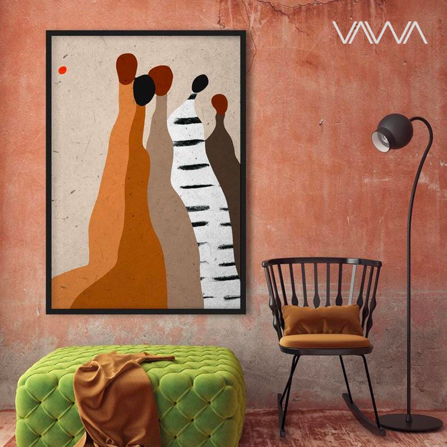 Tranh canvas tối giản Minimalist - Abstract Ethno Family Portrait
