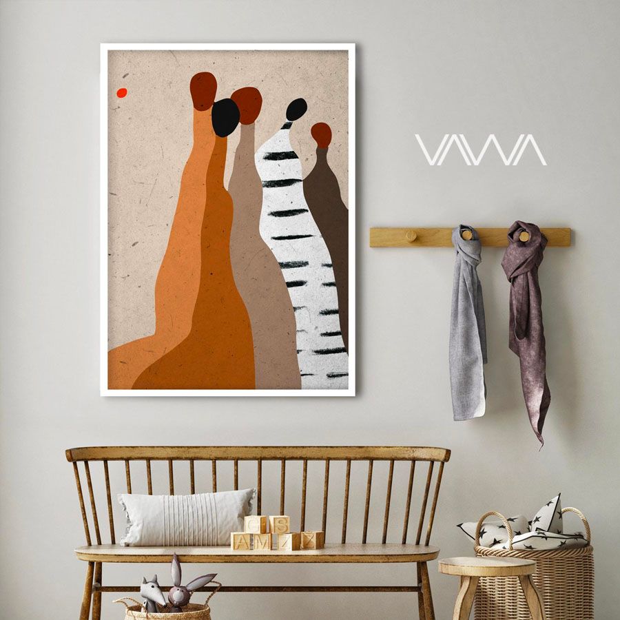 Tranh canvas tối giản Minimalist - Abstract Ethno Family Portrait