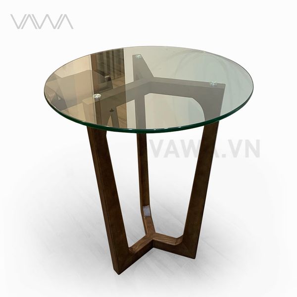 Bàn ăn, bàn cafe tròn mặt kính chân gỗ Concorde