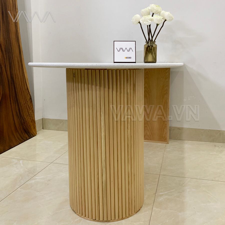 Bàn ăn Rustic chân nan gỗ tròn Ripple