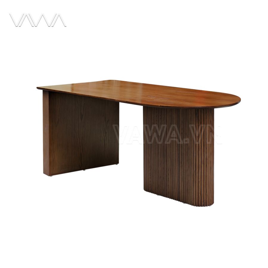 Bàn ăn Rustic chân nan trụ dẹt mặt gỗ Ripple