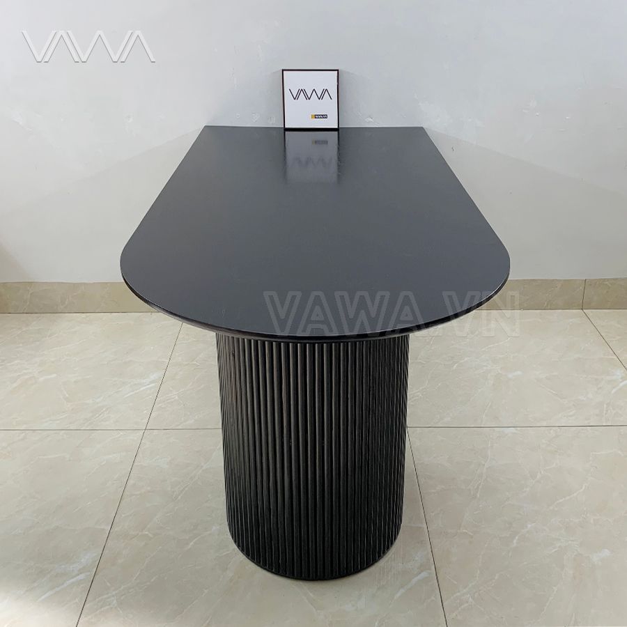 Bàn ăn Rustic chân nan trụ tròn mặt gỗ Ripple
