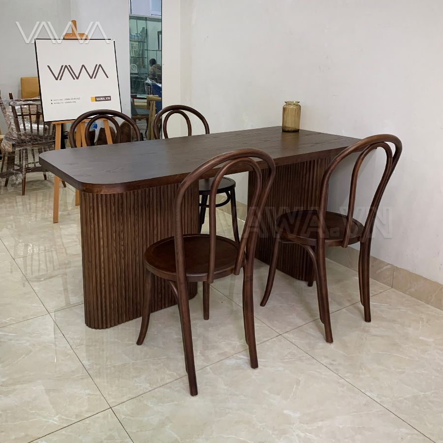 Bàn ăn rustic gỗ nan Ripple