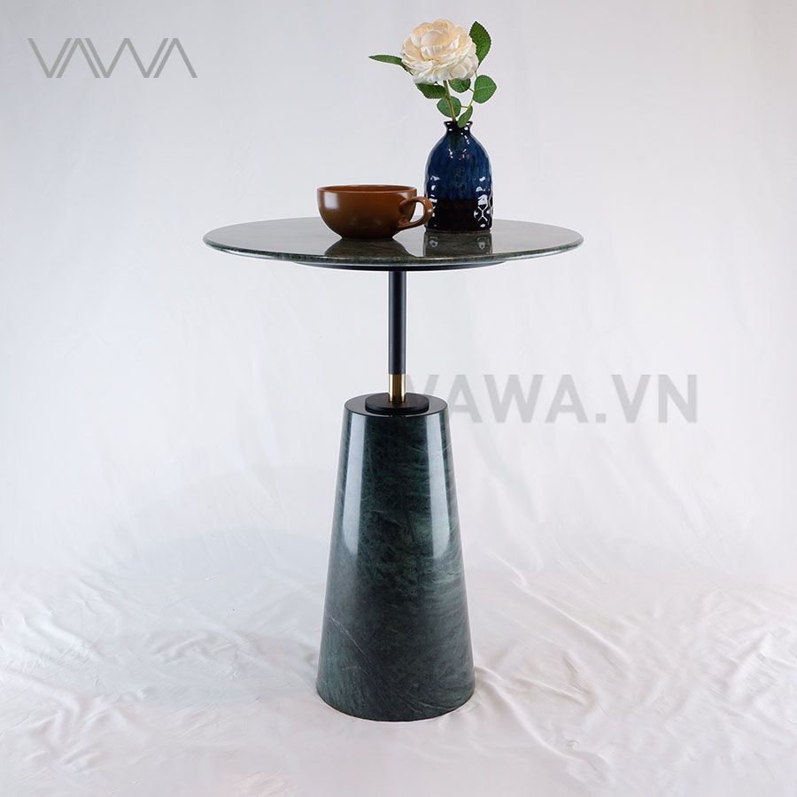 Bàn Tab sofa mặt đá tự nhiên nhập Ý - Trụ inox mạ vàng - Desk Tab