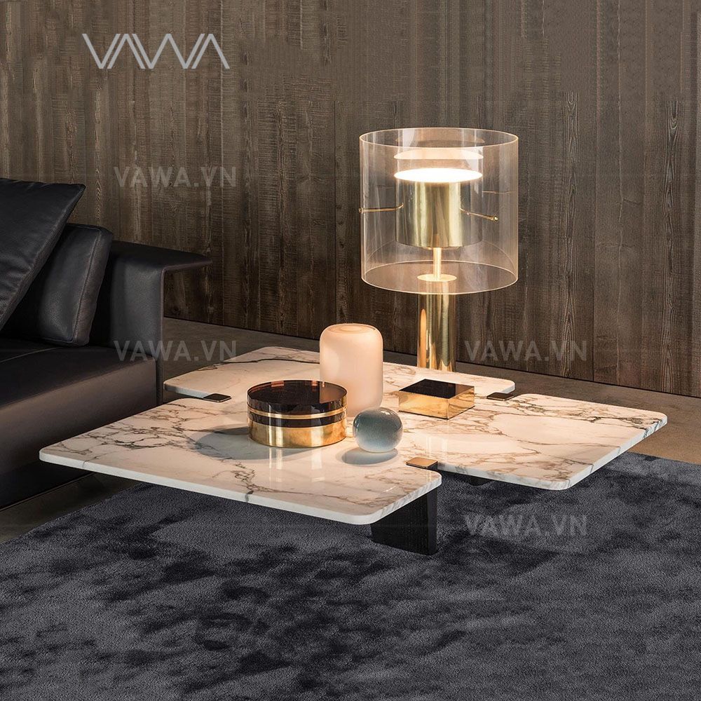 Bàn trà sofa mặt đá tự nhiên Ý, chân thép tĩnh điện Jacob - Minotti Jacob coffee table