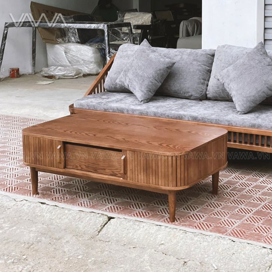 Bàn trà Rustic nan gỗ dài