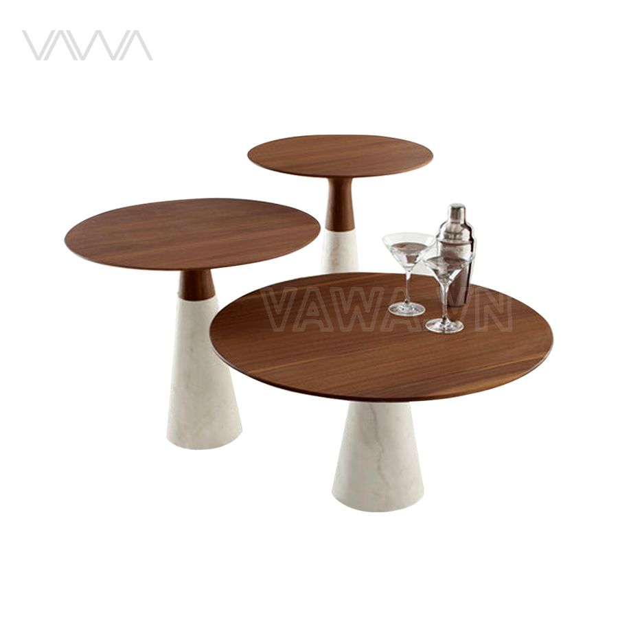 Bàn trà Sofa đẹp - Bàn trà đế đá, mặt gỗ Leaf Vawa