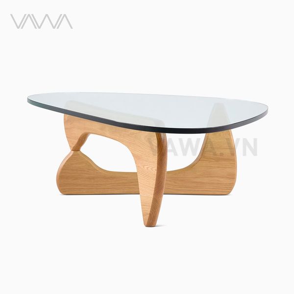 Bàn trà sofa đẹp mặt kính chân gỗ Noguchi - Noguchi tea table