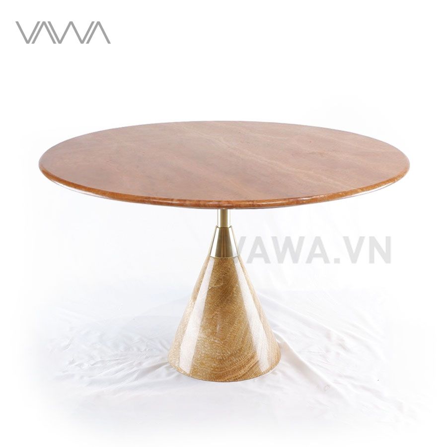 Bàn trà sofa đẹp Simple mặt đá nhập Ý - Trụ mạ vàng PVD