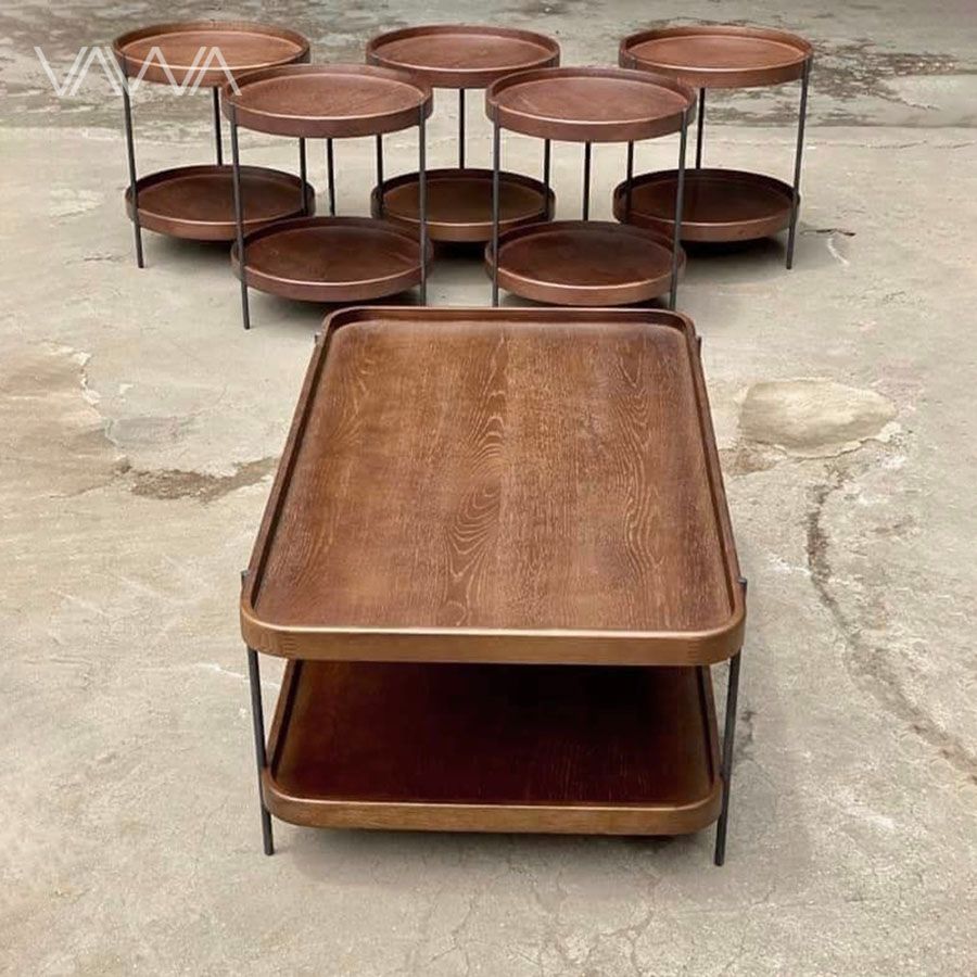 1Bàn trà sofa gỗ 2 tầng chữ nhật Humla - Humla tea table