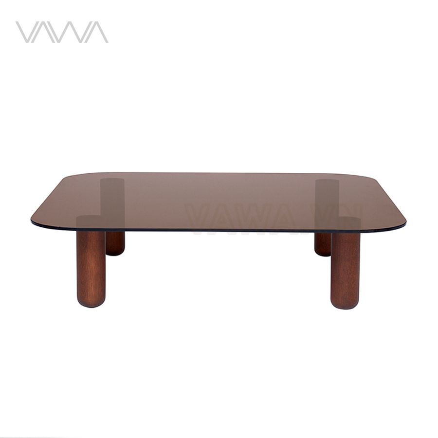 1Bàn trà sofa hiện đại mặt kính chân gỗ Pure - Pure tea tale