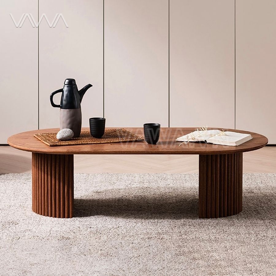 Bàn trà sofa dài Rustic mặt gỗ chân nan Autumn