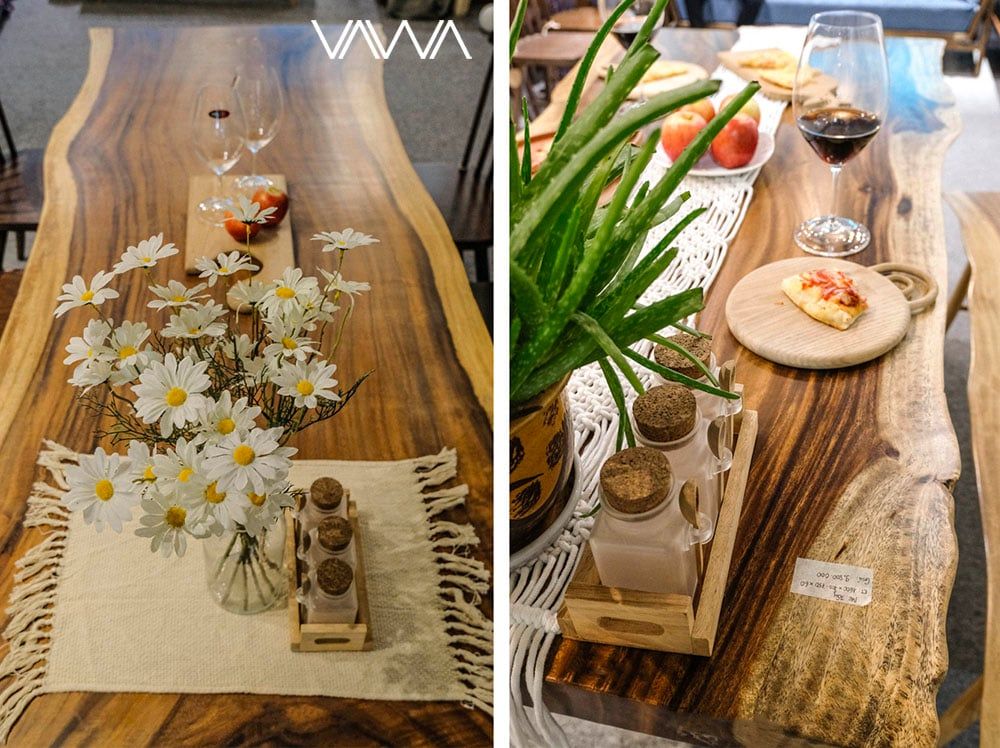 Bàn gỗ me tây nguyên tấm - Bàn mặt gỗ me tây tự nhiên