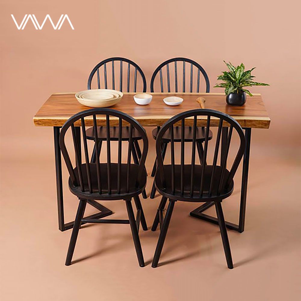 Bộ bàn ăn Gỗ Me Tây nguyên tấm ghế Windsor song tiện Hà Nội
