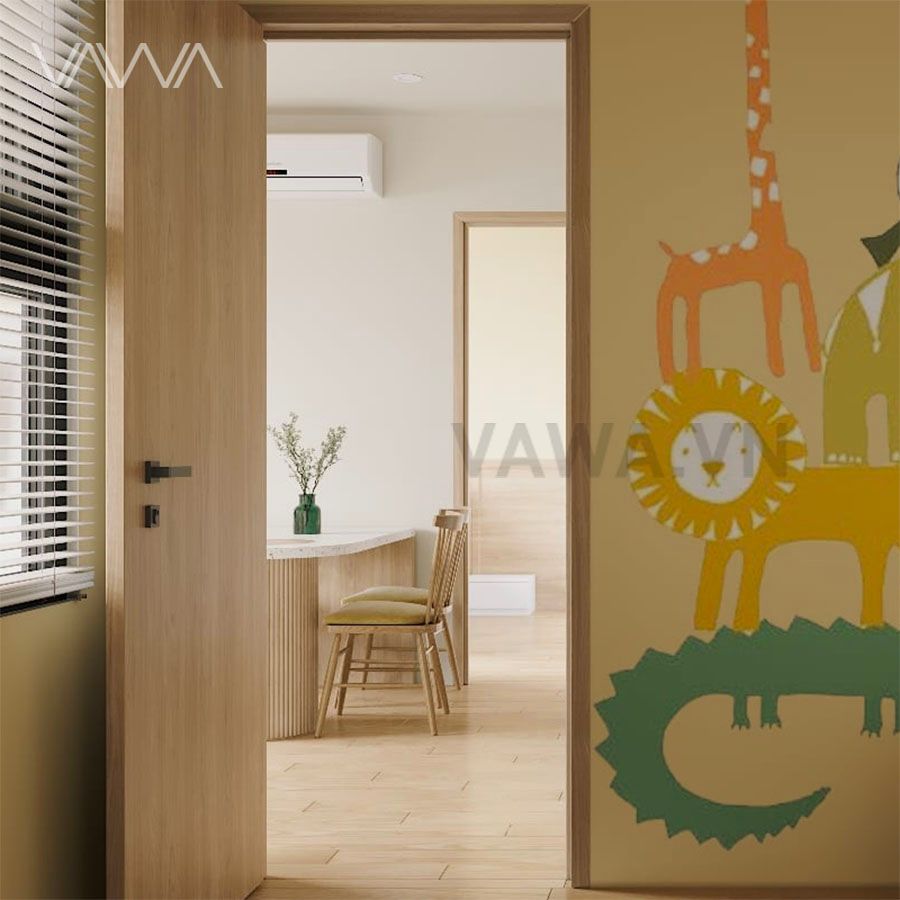 Bộ bàn ăn rustic Bắc âu 4 chỗ trụ tròn - Ghế ăn gỗ Pinnston song tiện