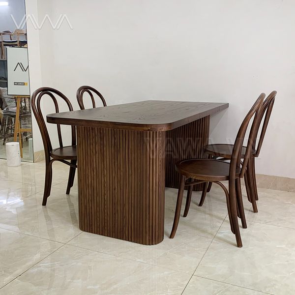 Bộ bàn ăn rustic ripple nan dẹt ghế thonet