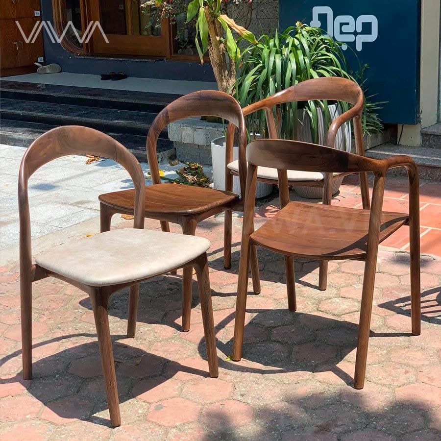 Ghế ăn ghế cafe gỗ Neva có tay
