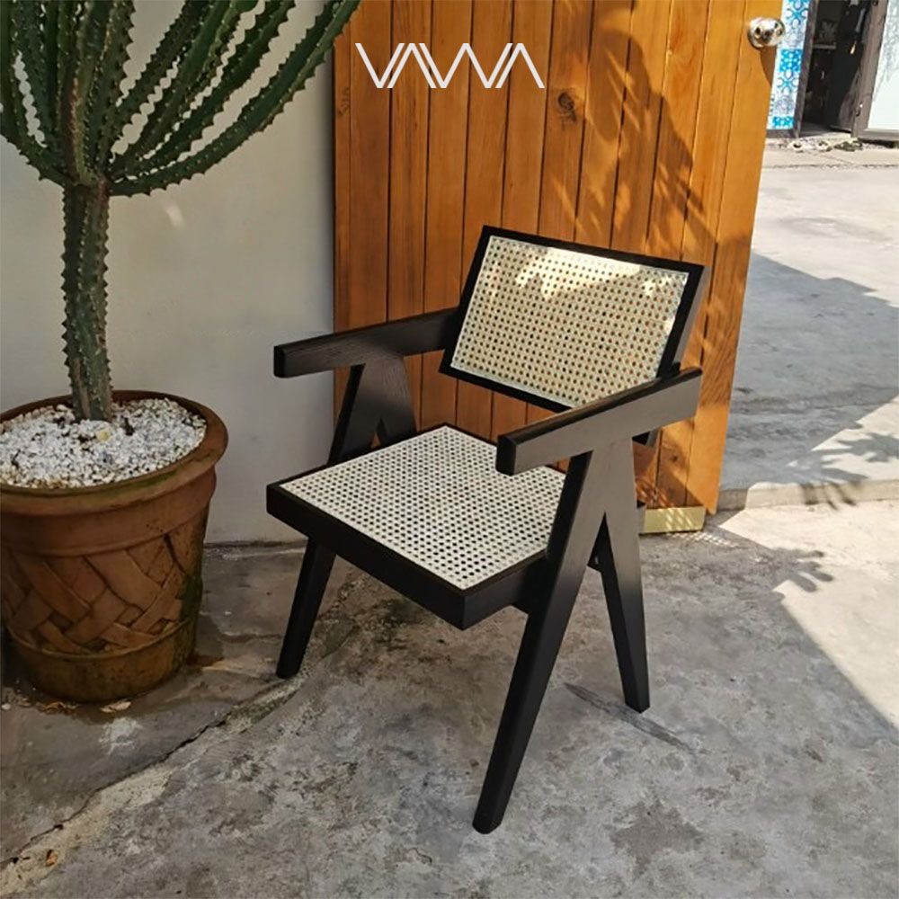  Ghế ăn ghế cafe Chandigarh chair ( Office Cane Chair ) gỗ mây 