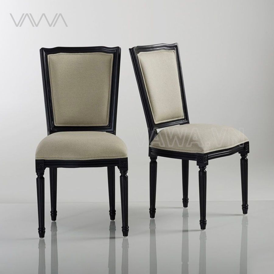 Ghế ăn Tân Cổ Điển kiểu Pháp Louis XVI lưng vuông