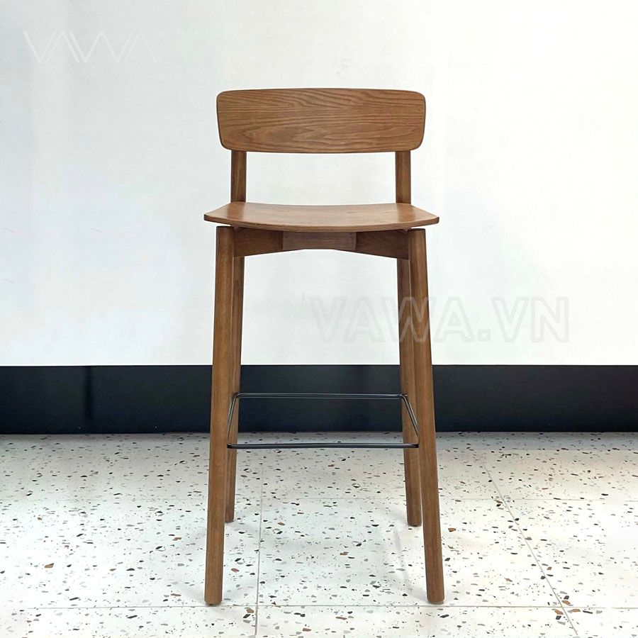 Ghế quầy bar gỗ hiện đại tựa lưng Cross