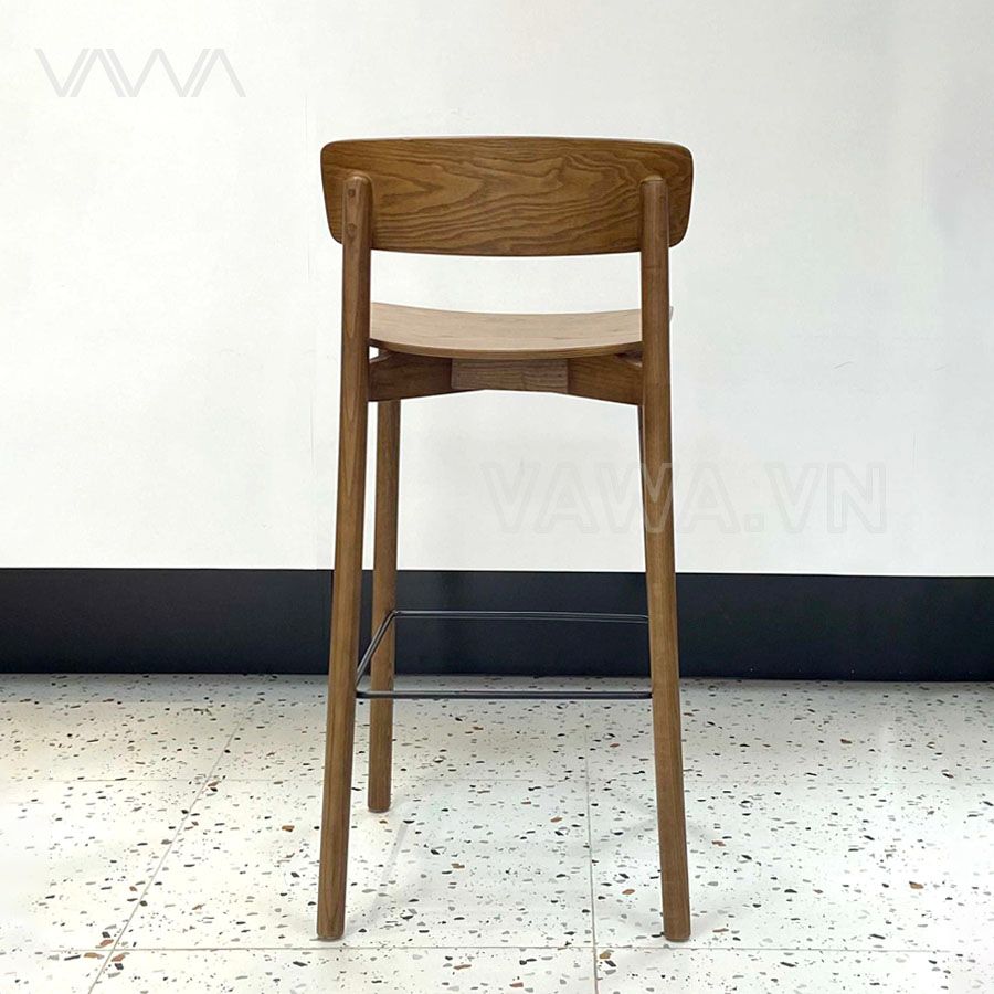 Ghế quầy bar gỗ hiện đại tựa lưng Cross