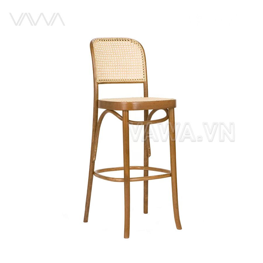 Ghế quầy bar gỗ lưng mây Thonet