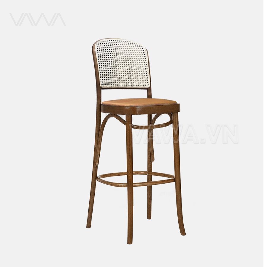 Ghế quầy bar gỗ lưng mây Thonet