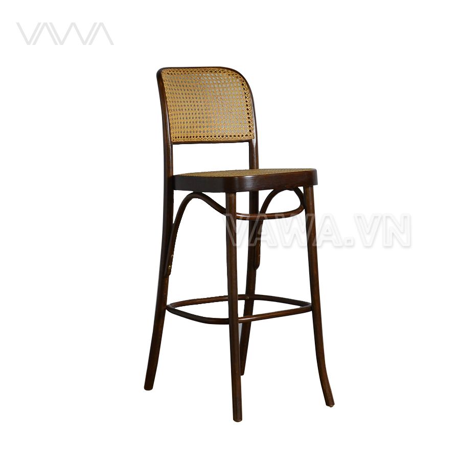 Ghế quầy bar gỗ lưng mây Thonet