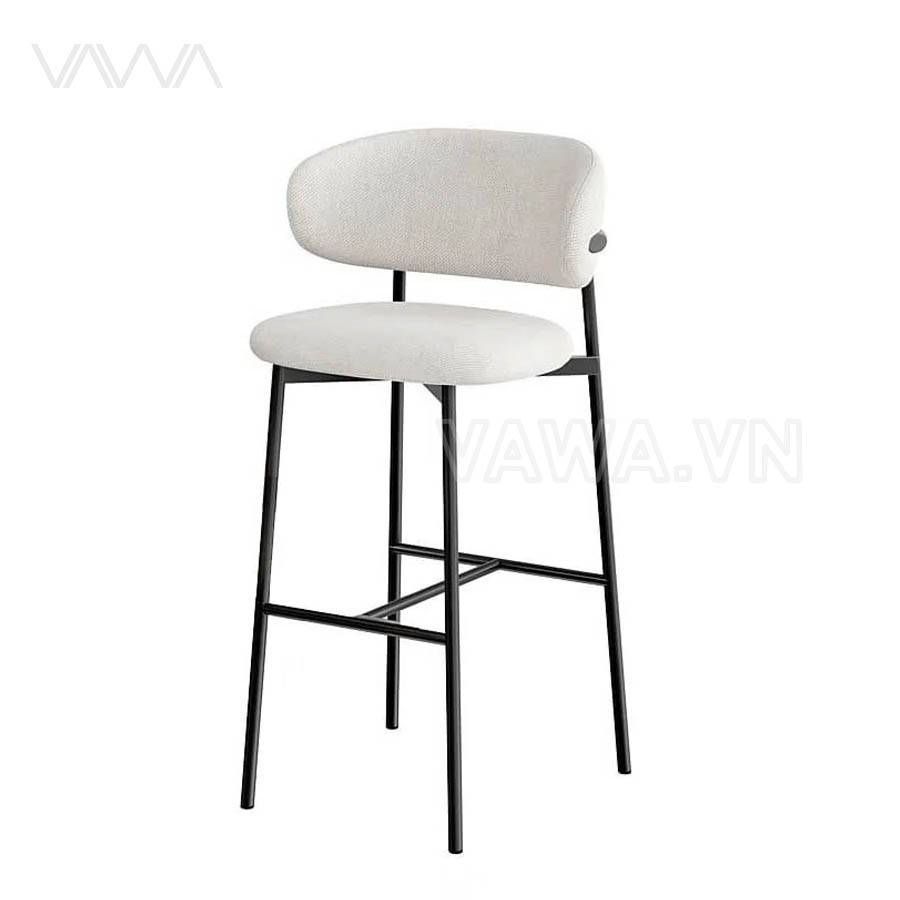 Ghế quầy bar hiện đại chân sắt bọc nệm tựa lưng