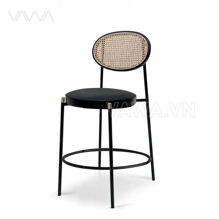 Ghế quầy bar hiện đại chân sắt - Ghế bar tựa lưng mây