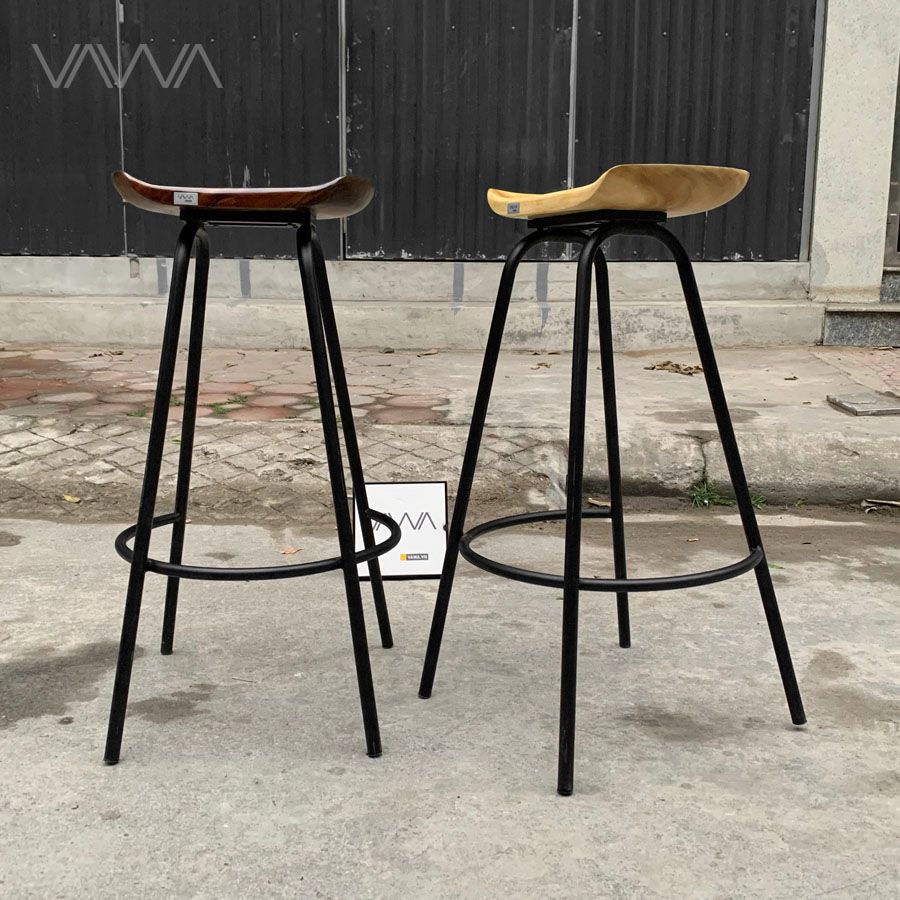 Ghế quầy bar mặt gỗ chân sắt - Ghế đẩu cafe