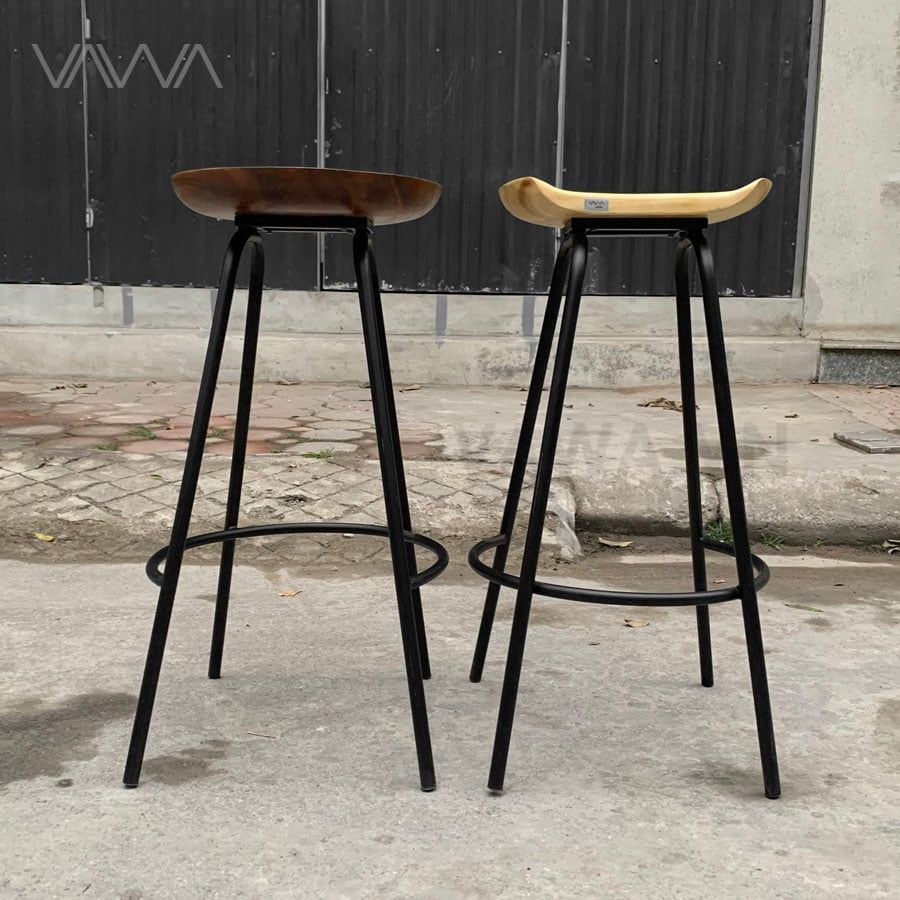 Ghế quầy bar mặt gỗ chân sắt - Ghế đẩu cafe