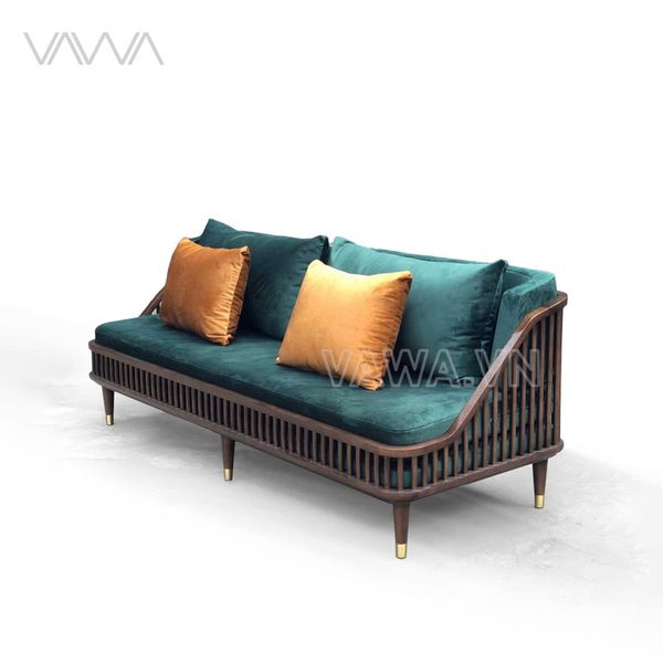 Sofa Rustic Văng Gỗ song tiện Dedar KBH Hà Nội