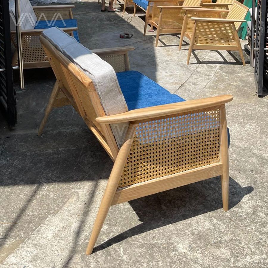 Sofa Rustic gỗ mây Nadia