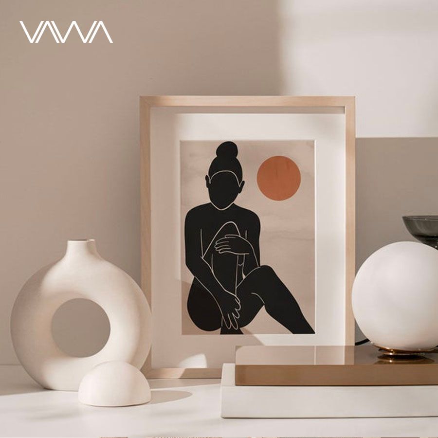 Tranh canvas tối giản Minimalist - Tranh hiện đại trừu tượng cô gái, bộ 3 tranh