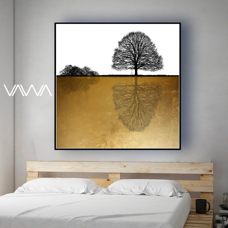 Tranh Canvas trừu tượng hiện đại - Tranh tối giản cây sắp đặt