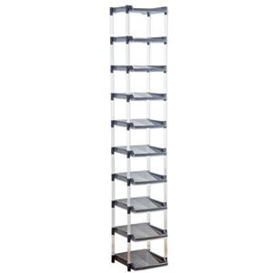 KỆ NHỰA ĐỂ GIÀY / GIÁ TRỮ GIÀY THON GỌN 【10 TẦNG, MÀU XÁM】 CHIỀU RỘNG 29,7 CM × SÂU 30,5 CM × CAO 166 CM, SẢN XUẤT TẠI NHẬT BẢN
