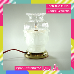 Đèn thờ cúng điện bạch ngọc lưu ly lửa thiêng đèn thờ led chớp lửa bông - Cao 16cm