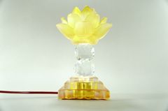Đèn thờ điện lưu ly chân pha lê hoa sen nguyên khối đèn thờ Phật led trụ vuông tầng - Cao 15cm