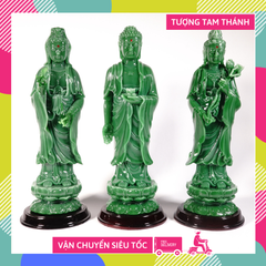 Bộ 3 tượng Phật Tây Phương Tam Thánh Tam Thế Phật cẩm thạch - Cao 25cm