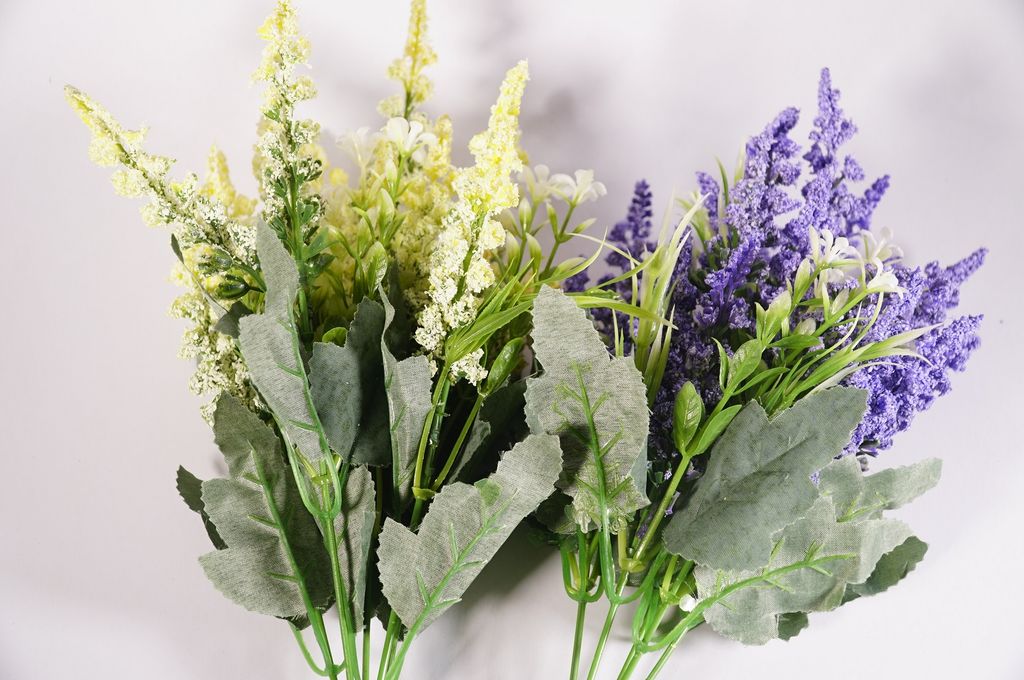 Hoa giả đẹp trang trí nhà cửa chùm hoa Lavender nhựa nhiều màu - Cao 35cm bụi 6 cành