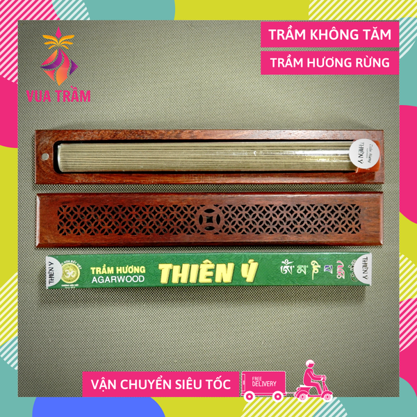 Nhang thiền không tăm trầm hương Thiên Ý - 100 cây hương trầm xông không tăm - Hộp xanh