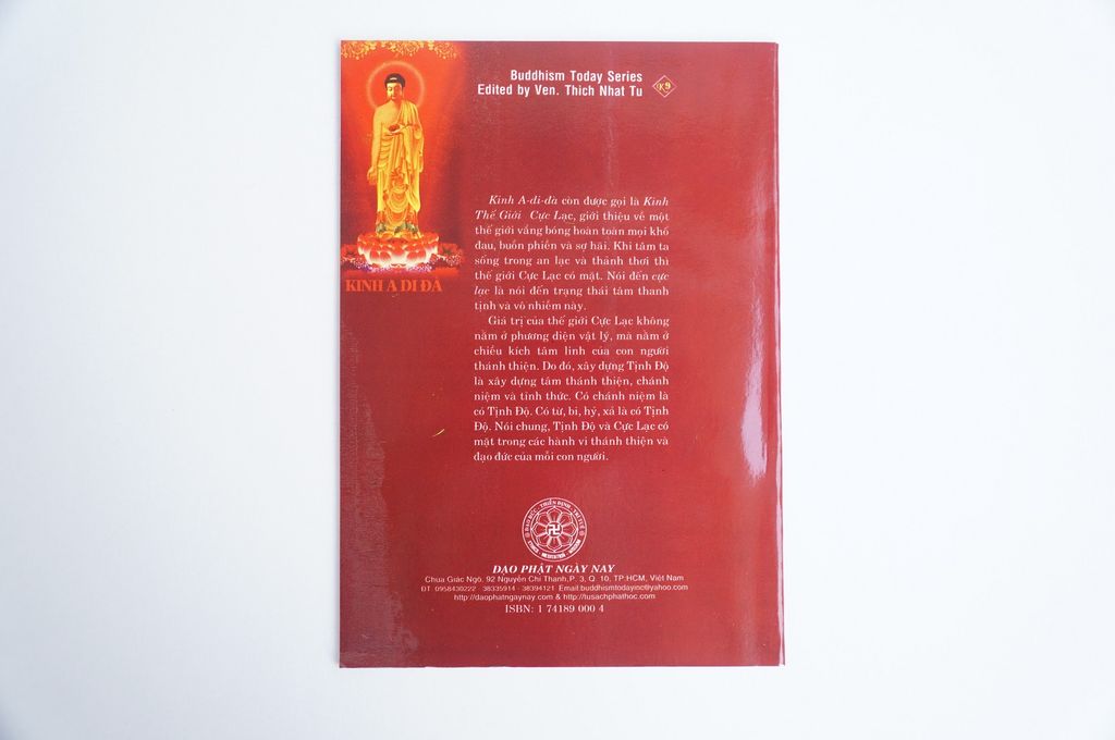 Sách phật giáo Kinh A Di Đà Thích Nhật Từ bìa giấy đỏ chữ to rõ 33 trang