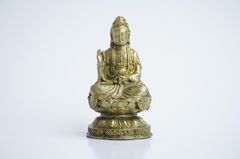 Tượng Phật Quán Thế Âm Bồ Tát bằng đồng ngồi - Cao 10cm