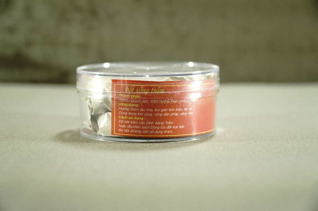Bột xông trầm tẩy uế trầm hương Thiên Ý - 80g bột đốt xông trầm nguyên chất - Hộp tròn đỏ
