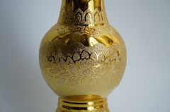 Bình hoa thờ cúng kim sa vàng gốm sứ đặt bàn thờ - Cao 18cm
