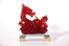 Tượng Rồng đỏ huyết long phun ngọc đế kính phong thủy - Cao 16cm